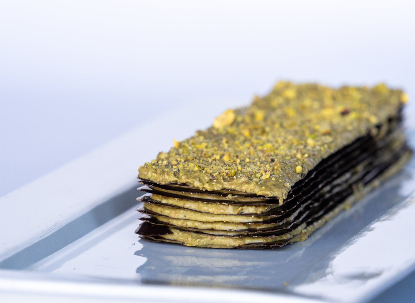 Barra láminas de chocolate semi amargo | Pistacho Dubai