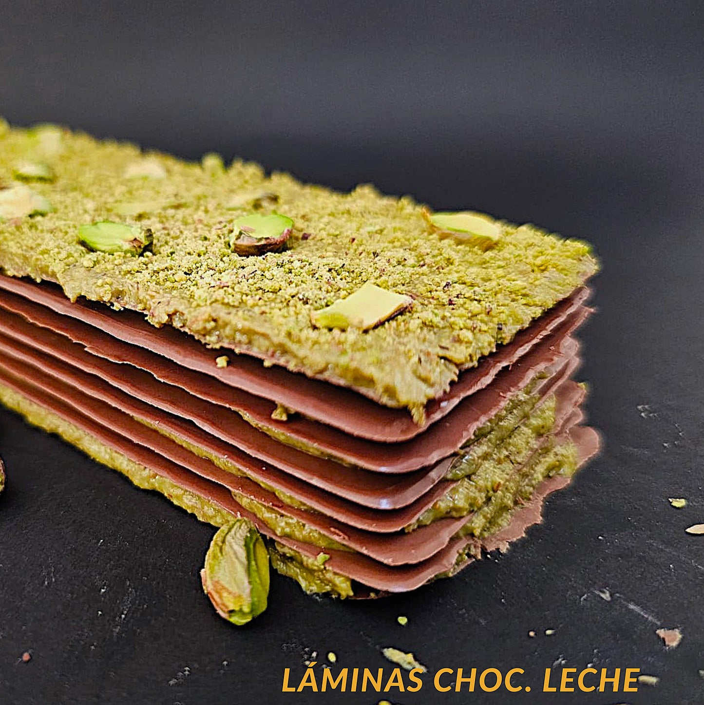 Barra láminas de chocolate Leche | Pistacho Dubai