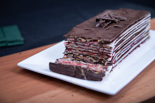 Torta de láminas de chocolate | Manjar de Campo - Frambuesa