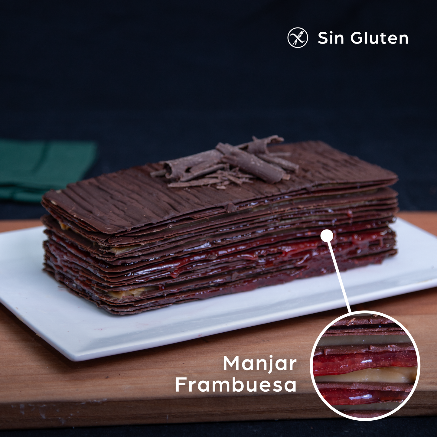Torta de láminas de chocolate | Manjar de Campo - Frambuesa SMA