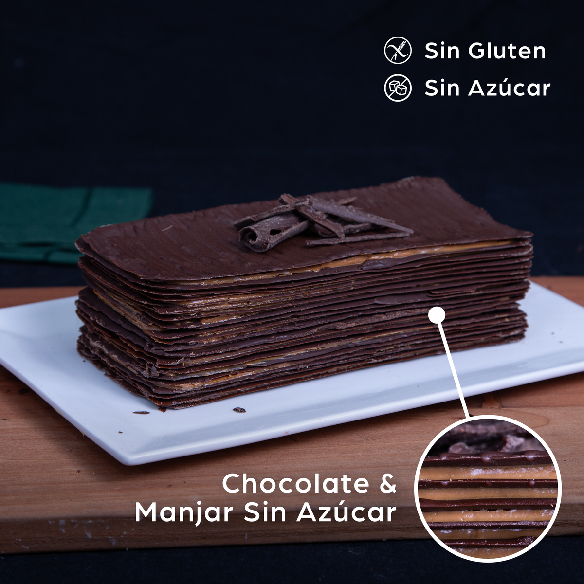 Torta Sin Azúcar de láminas de chocolate